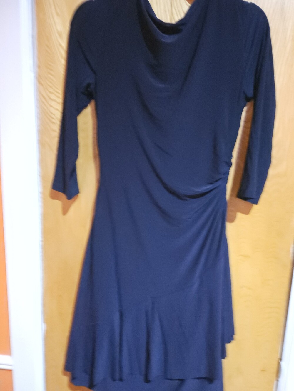Ralph Lauren Women's Navy Blue Draped Ruffle Dress